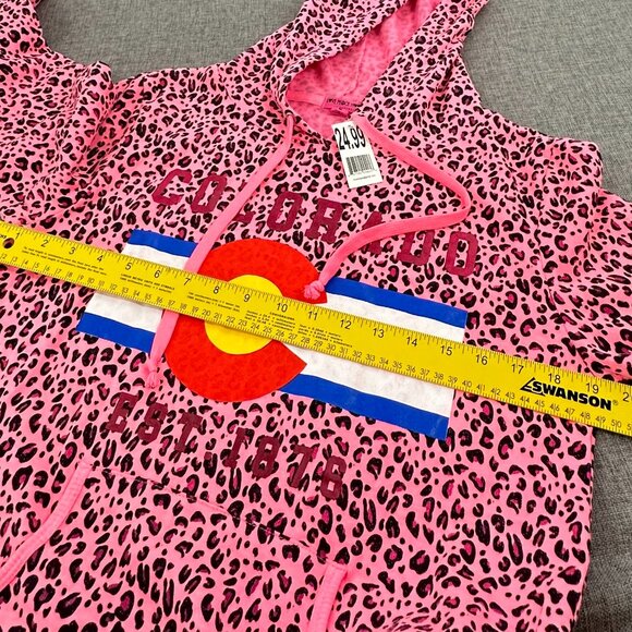 NEW! Love Peace Hope By Zenana Colorado Hooded Sweater Leopard Pink Medium - Picture 8 of 11